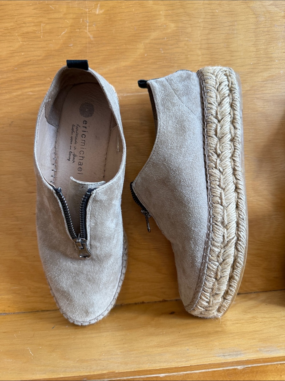 Eric Michael Taupe Leather Espadrille Shoe